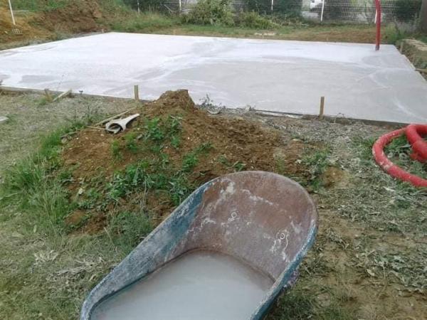 Création d'une dalle béton de 63 mètres carrés